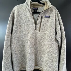 Patagonia Men's Heathered Zip-Up Sweater in Gray and Tan